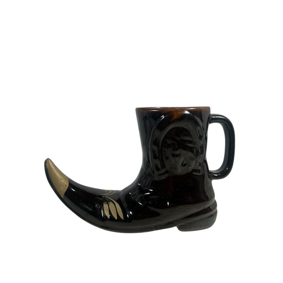 Cowboy Boot Mug Or Vase With Handle Hand Painted Artist Signed Made In Mexico - Picture 8 of 11